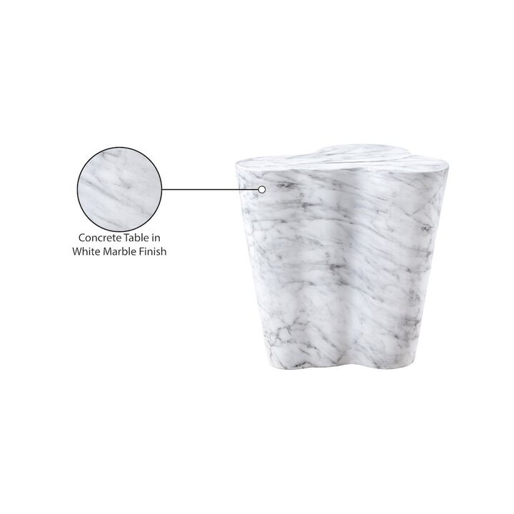 Meridian Furniture Monza White Marble Finish Concrete End Table