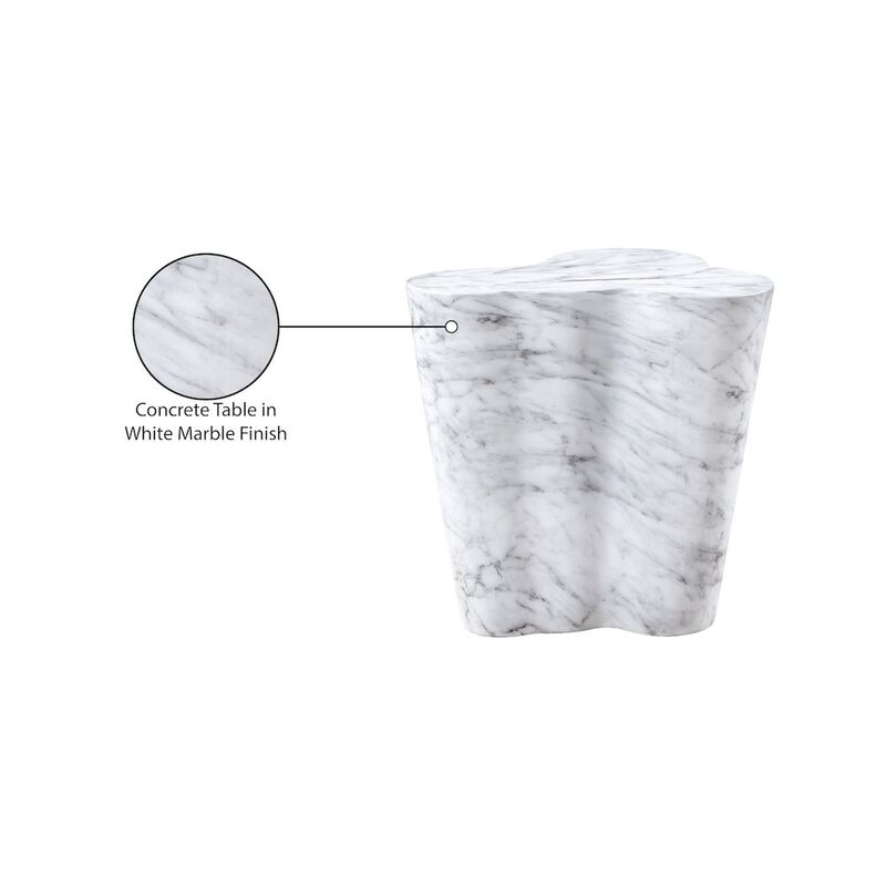 Meridian Furniture Monza White Marble Finish Concrete End Table