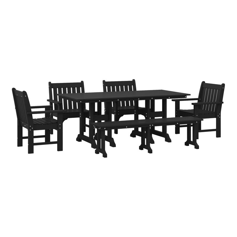 WestinTrends 6-Piece HDPE Outdoor Rectangle Dining Patio Table and Chairs Set