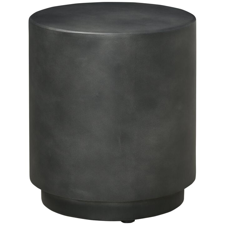 Charcoal Gray Patio Table: Round Concrete-Finish Side Table