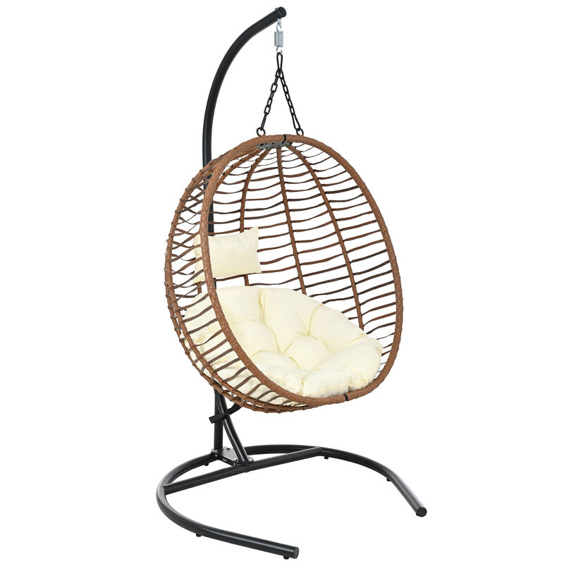 Merax Foldable HDPE Wicker Egg Chair with Cushion image number 0