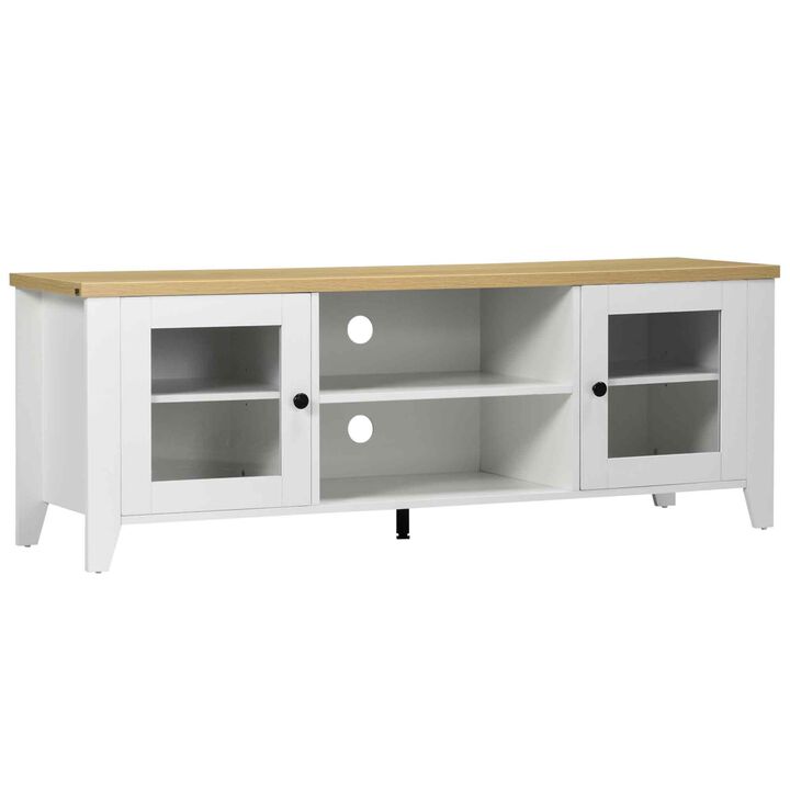 HOMCOM Modern TV Stand, Entertainment Center with Shelves and Cabinets for Flatscreen TVs up to 60" for Bedroom, Living Room, White