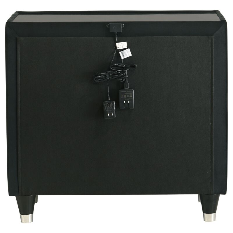 Maren Nightstand with 2 LED Drawers, USB Port, Velvet image number 4