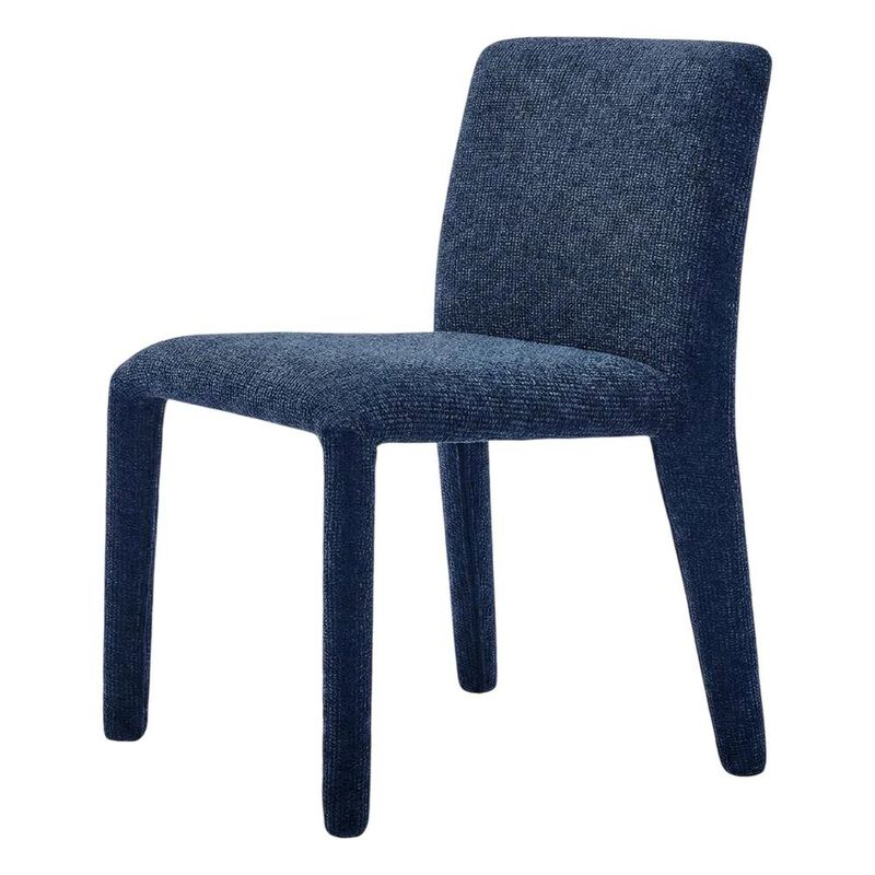 Fabric Upholstered Dining Chair with Cushioned Seat for Dining Room, Navy image number 1