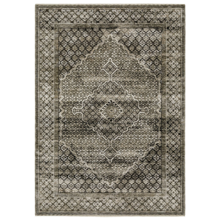 HomeRoots Medallion Area Rug With Fringe