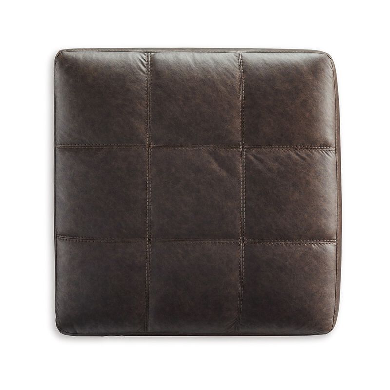 Barl Oversized Ottoman, Plush Dark Brown Faux Leather Cushion, 36 Inch - Benzara