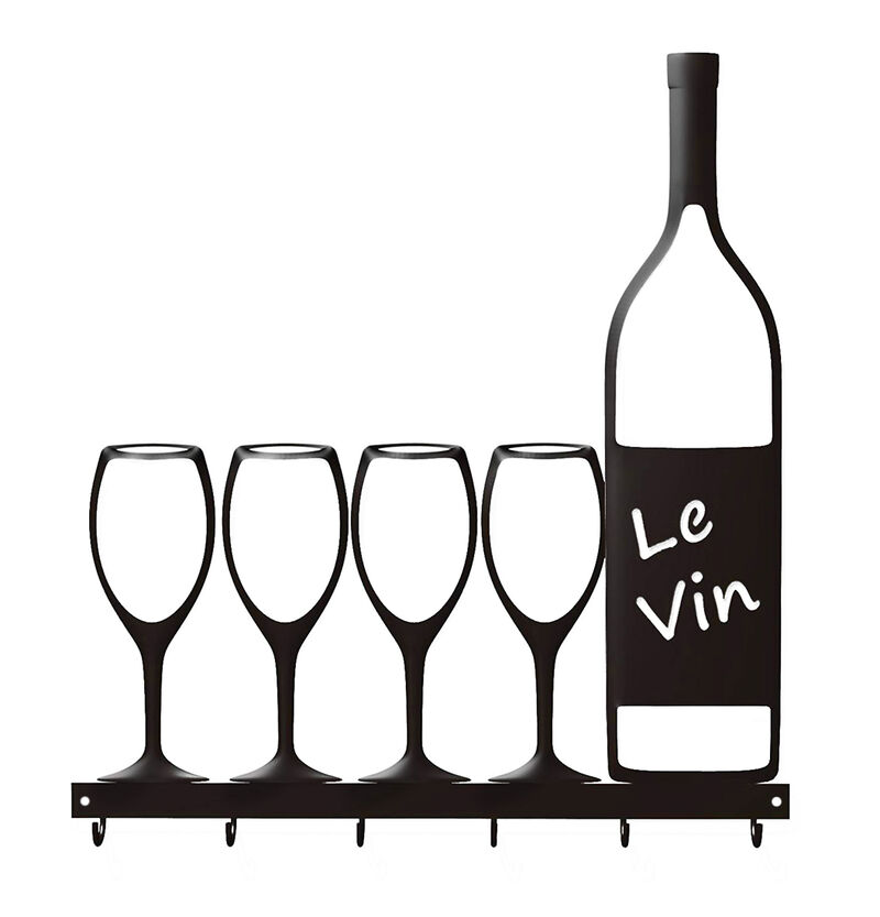 Metal Wine Glass and Bottle Wall Hook Rack image number 0