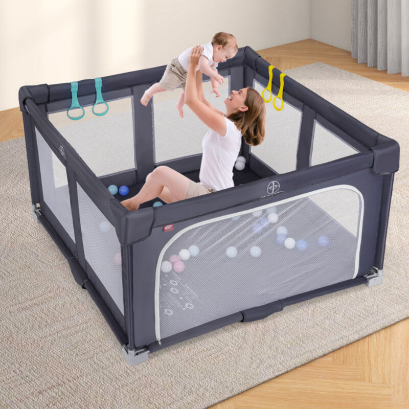 Large Foldable Baby Play Yard, BPA-Free Toddler Safety Playpen Fence for Home Use image number 4
