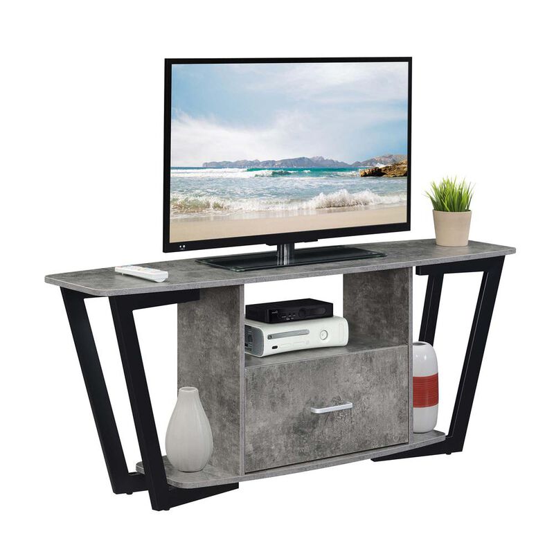 Convenience Concepts Graystone 60 inch 1 Drawer TV Stand with Shelves, Cement/Black
