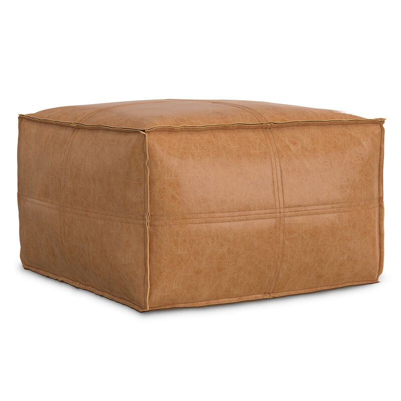 Simpli Home Brody 24W Square Top Stitch Pouf image number 0