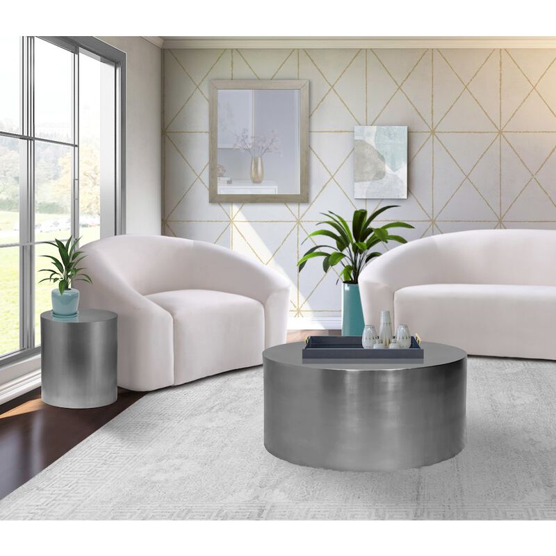 Meridian Furniture Cylinder Brushed Chrome Coffee Table