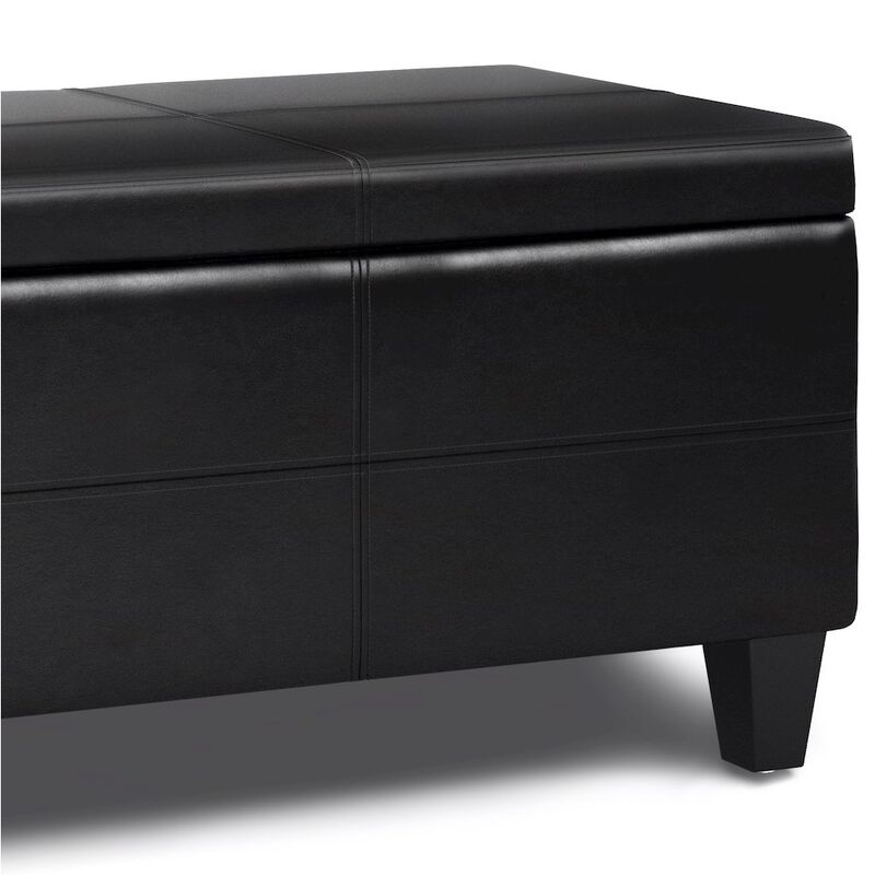 Simpli Home Afton Solid Hardwood Storage Ottoman Bench In Midnight Black image number 6