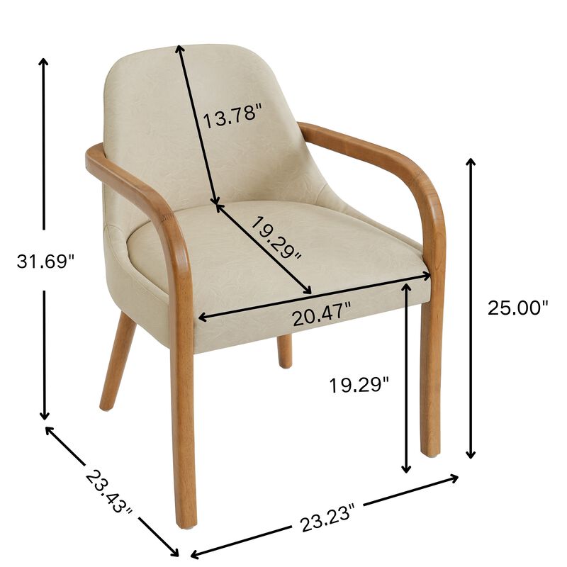 Merax Set of 2 Mid-Century Beige Fabric Dining Chairs image number 3