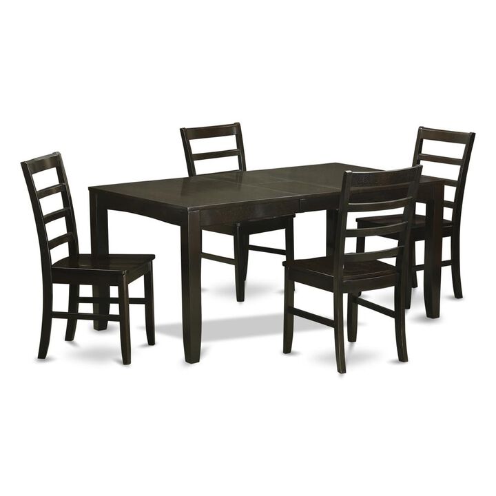 5 Pc Dining room set for 4-Table with Leaf and 4 Chairs for Dining room