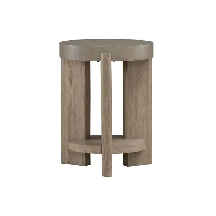 Liberty Furniture Affinity Chairside Table for Living Room - Dusty Taupe Faux Concrete Tops