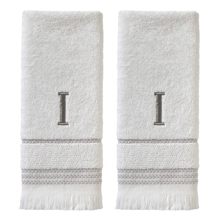 SKL Home By Saturday Knight Ltd Casual Monogram Hand Towel Set I - 2-Count - 16X26", White