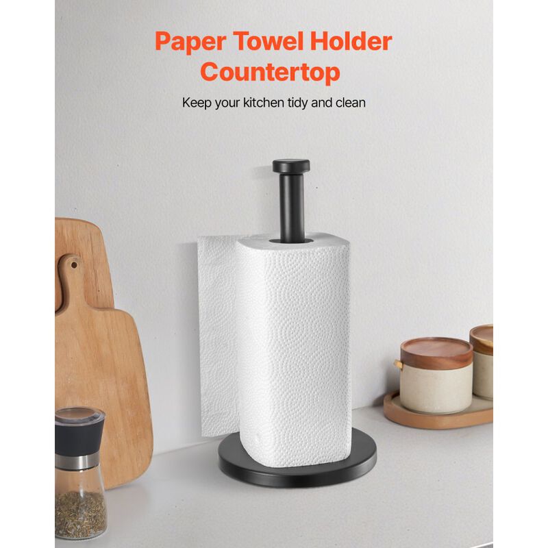 Stainless Steel Countertop Paper Towel Holder with Weighted Base and Suction Cups image number 6