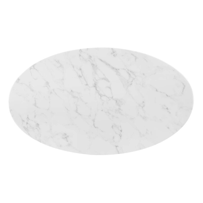 Modway - Tupelo 48" Oval Artificial Marble Dining Table Gold White
