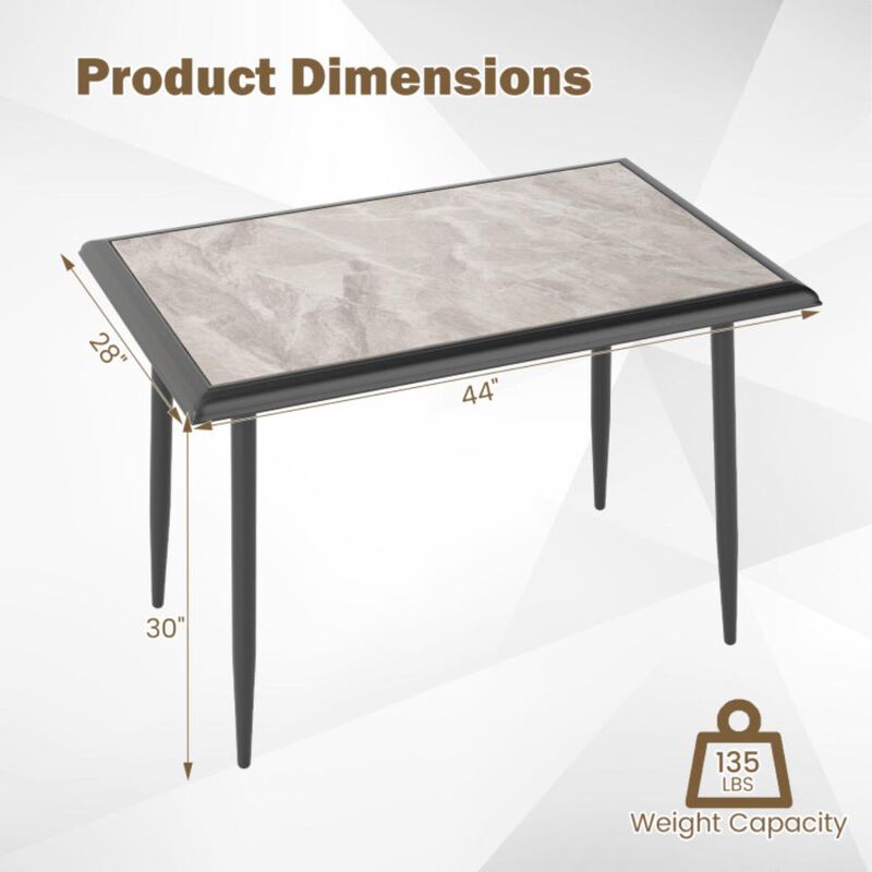 Hivvago Sintered Stone Dining Table Rectangular Kitchen Table with Metal Frame Indoor Modern Breakfast Table for Living Room Dining Room