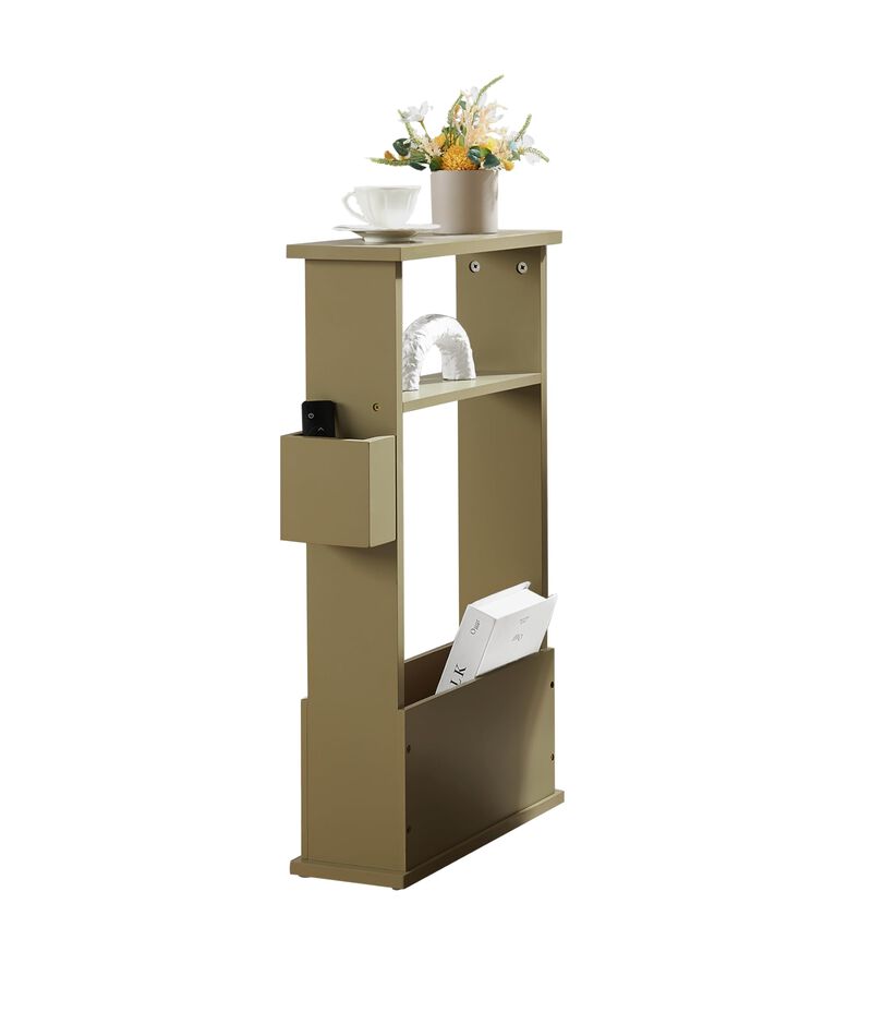 Kings Brand Furniture Zeke Narrow Side Table with Storage Shelf - Modern Sofa End Table, Small Nightstand with Magazine Rack