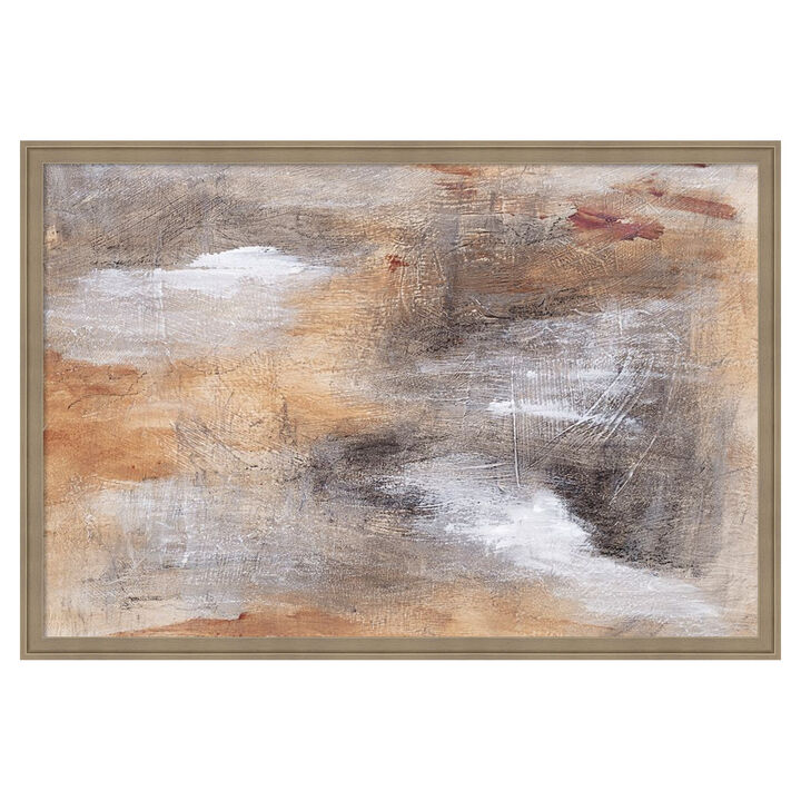 Earthy Whispers in Brushstrokes I by J:L Design Framed Canvas Wall Art