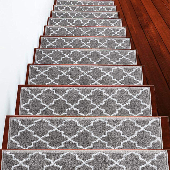 SUSSEXHOME Carpet Stair Treads Easy to Install with Double Adhesive Tape - Safe, 9" X 28" - Gray 