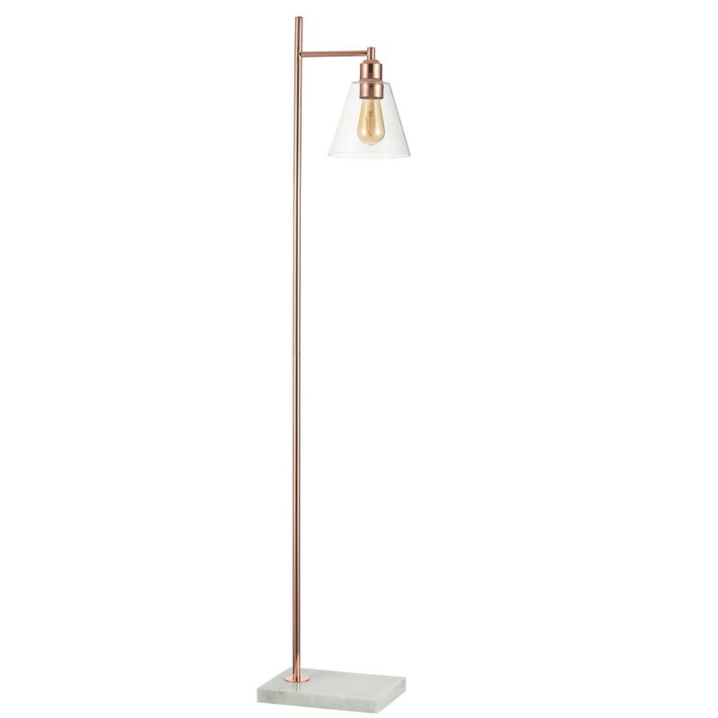 Lorena 55" Modern Glam Metal/Marble LED Floor Lamp, Copper