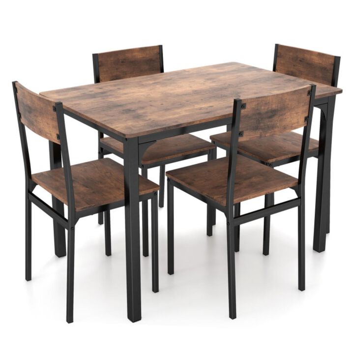 Hivvago 5 Piece Dining Table Set Industrial Style Kitchen Table and Chairs