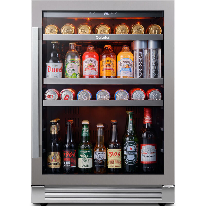Beverage Refrigerator Cooler,24 inch 180 Cans Beverage Fridge, 34-54 ℉,Built-in Beverage Cooler ,3 Color LED image number 0