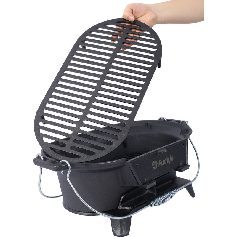Streamdale Cast Iron Oval Grill & Skillet | Charcoal Grill and Stove image number 2