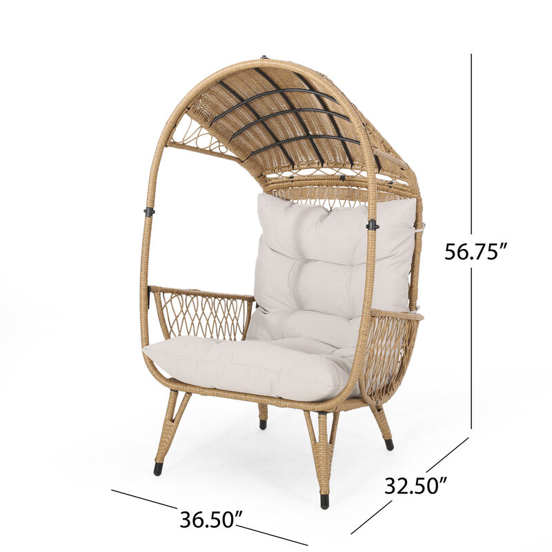 Merax Outdoor Wicker Standing Basket Chair with Cushion