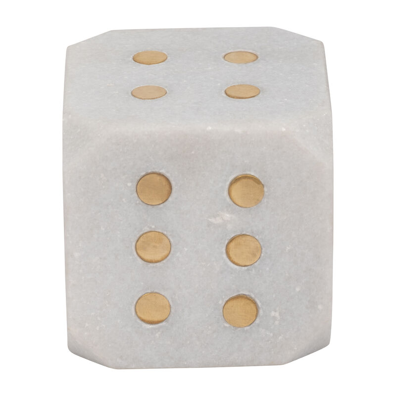 Marble, 4" Dice, White image number 0