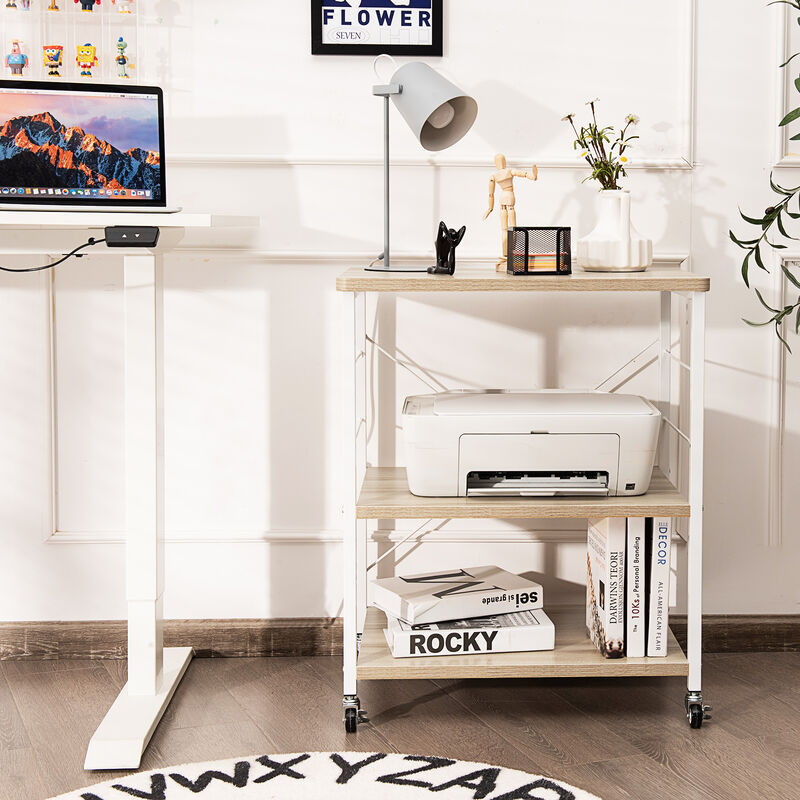 3-Tier Kitchen Baker's Rack Microwave Oven Storage Cart with Hooks