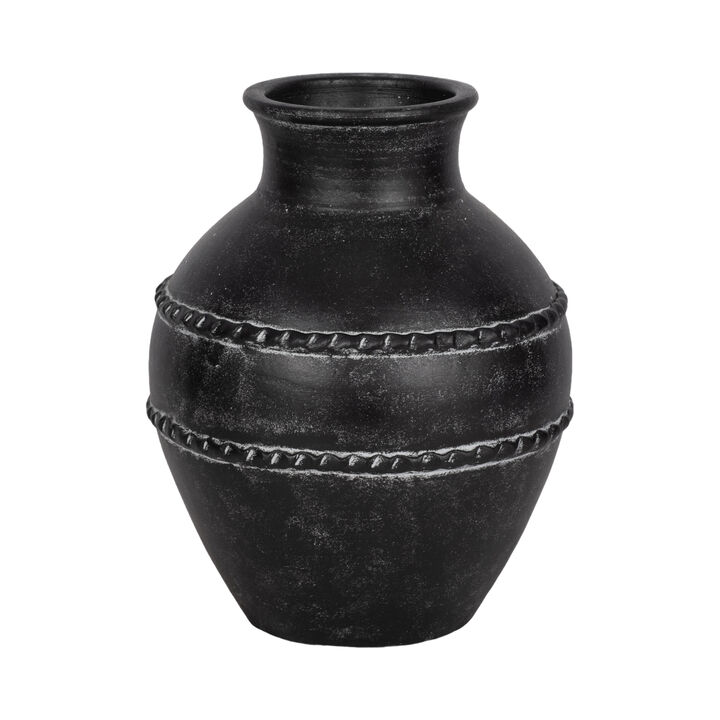 14" Terracotta Vase, Black