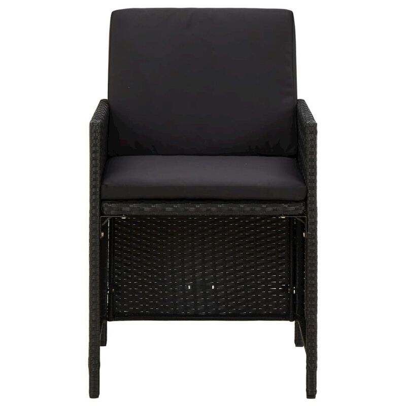 Garden Chair Set of 4 Black PE rattan Standard