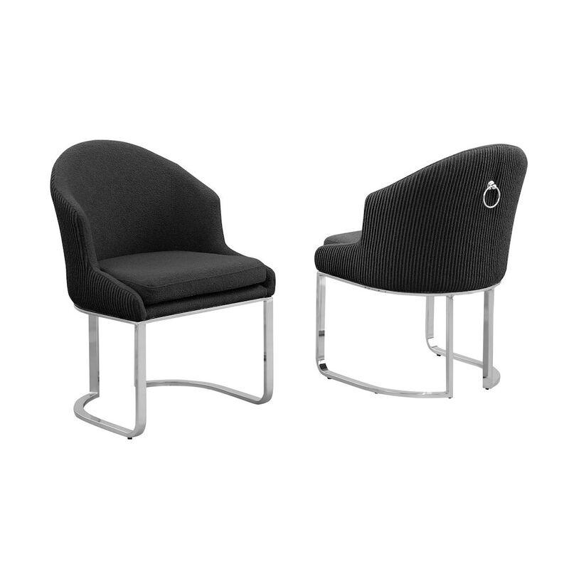 Best Quality Furniture Black With Silver Side Chairs, Set Of Two