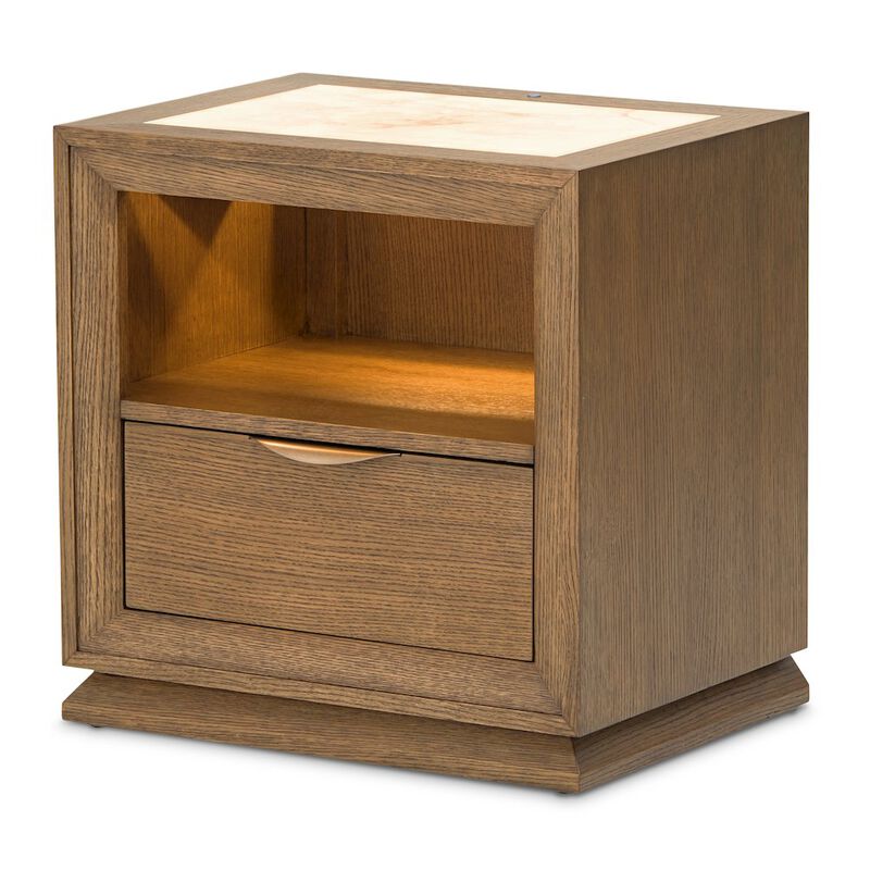 Portrait 1-Drawer Nightstand with LED Lights - Sienna Brown image number 4