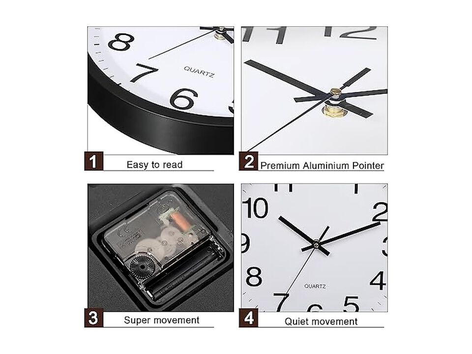 Pcs Bulk Black Wall Clock 12 Inch Silent Non Ticking Battery Operated