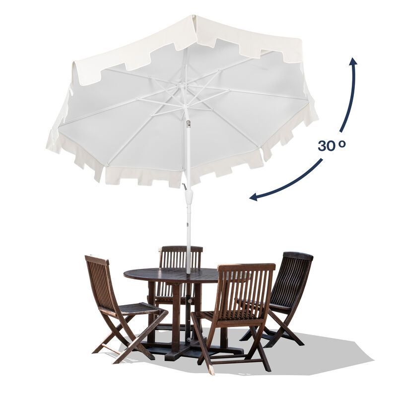 Baiona Classic MidCentury Market Patio Umbrella with UV Protection, Auto-Tilt, Crank and UV Protection