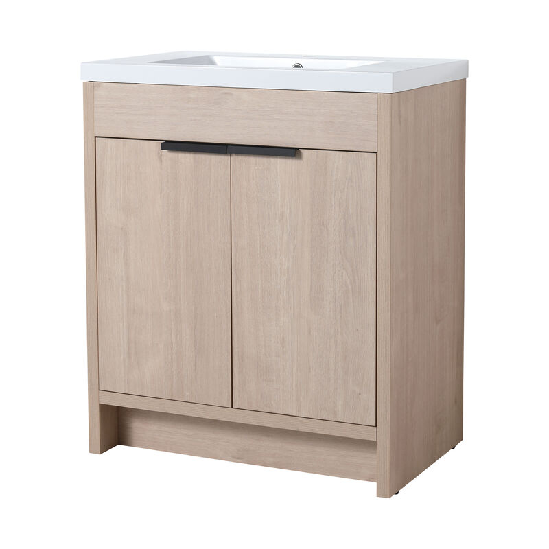 Streamdale 30" Freestanding Vanity with White Resin Sink & 2 Soft-Close Doors