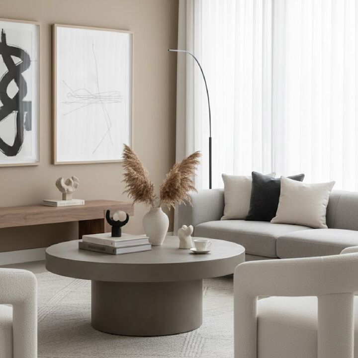 Round Concrete Coffee Table | OROA Modern Morley