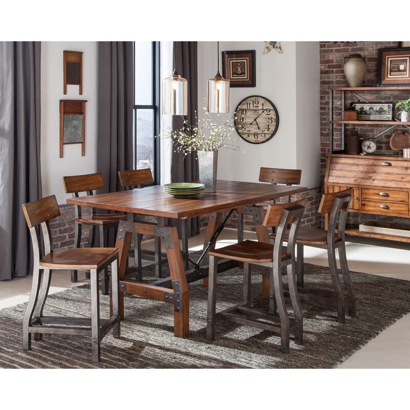 Streamdale 2 Piece Set Rustic Brown & Gunmetal Counter Chairs image number 4
