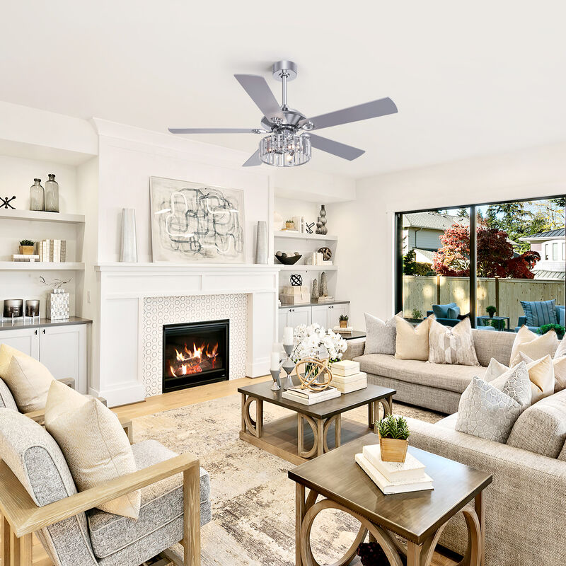 Breezary 52" Ceiling Fan with Light, 5 Blade,3 Light E12 need ,6 Speed, Quiet Downrod Mount, Remote Control image number 6