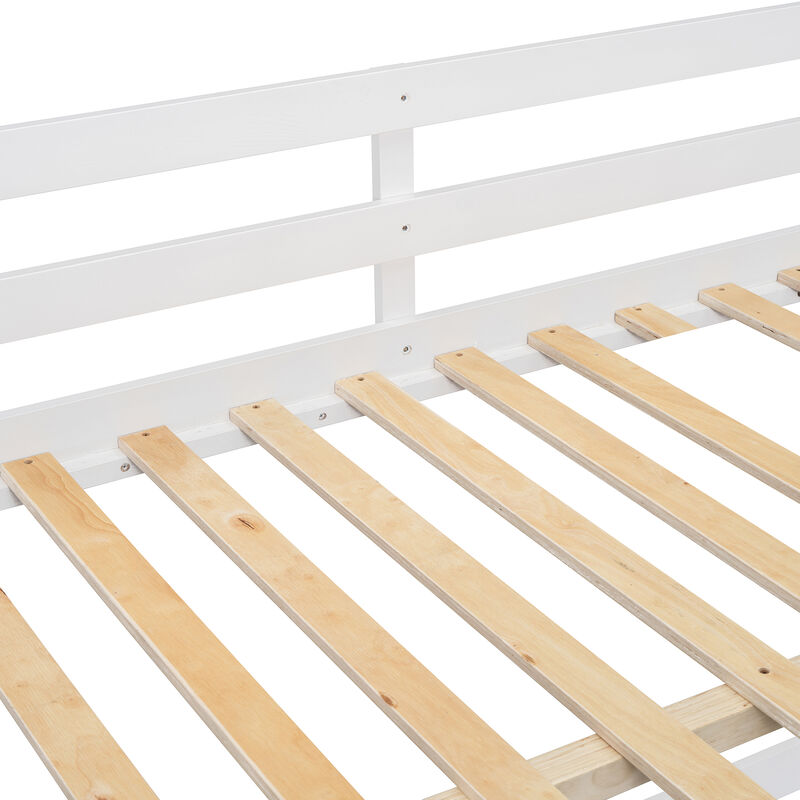 Whisen 92.4"x57" Full over Full Bunk Bed with 4 Drawers 3 Shelves, Solid Wood for Kids Bedroom image number 8