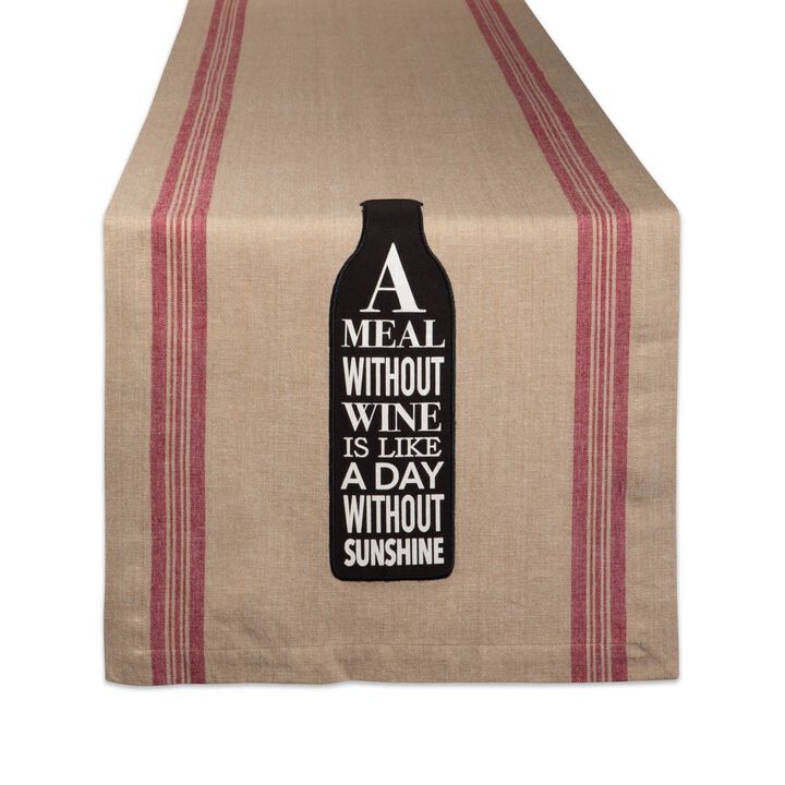 72" Brown and Black Wine Bottle Printed Table Runner with Mitered Corners