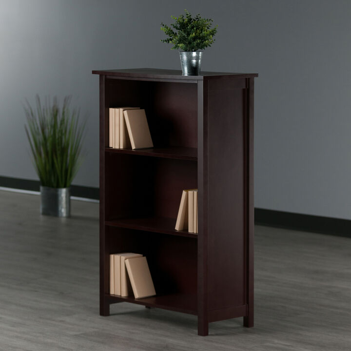 Winsome Milan Solid/Composite Wood 4-Tier Medium Storage Shelf or Bookcase, Antique Walnut (94328)