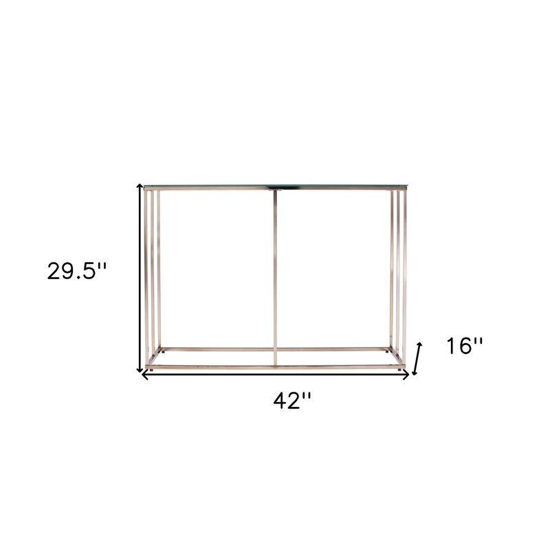 HomeRoots 42" Clear and Gold Glass and Metal Frame Console Table image number 6