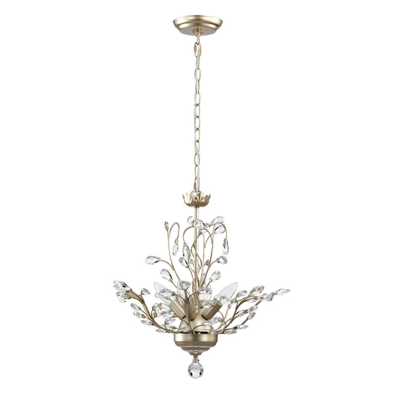 Heli 4-light Brushed Silver-ish Champagne Crystal Leaves Chandelier image number 3
