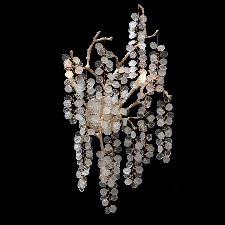 Shiro-Noda Two-Light Dramatic Glass Cluster Wall Sconce