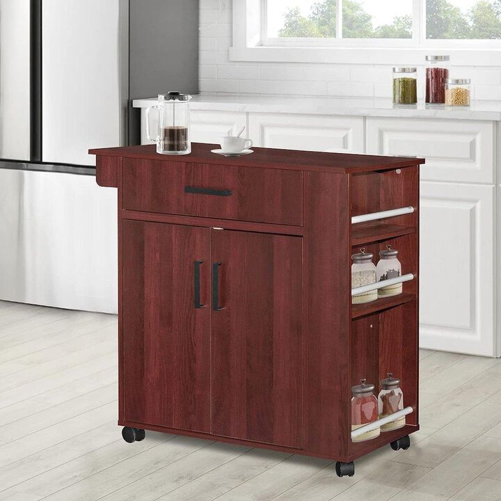 Shelby Rolling Kitchen Cart with Storage Cabinet